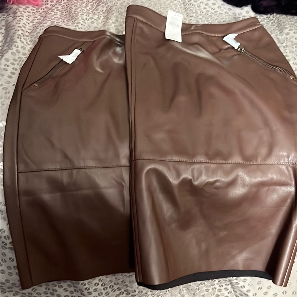 Soft vegan  leather chocolate skirt
